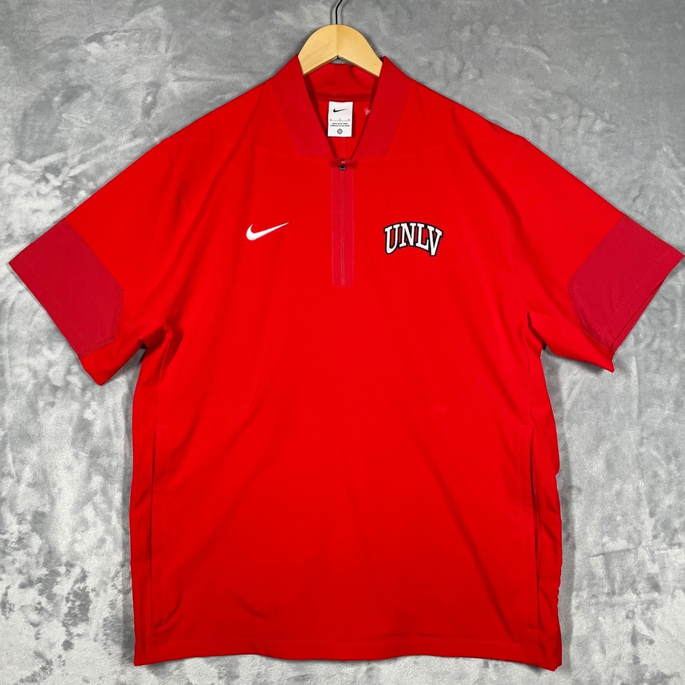 Nike UNLV Rebels Mens XL Red Short Sleeve Quarter Zip Pullover Jacket Pockets